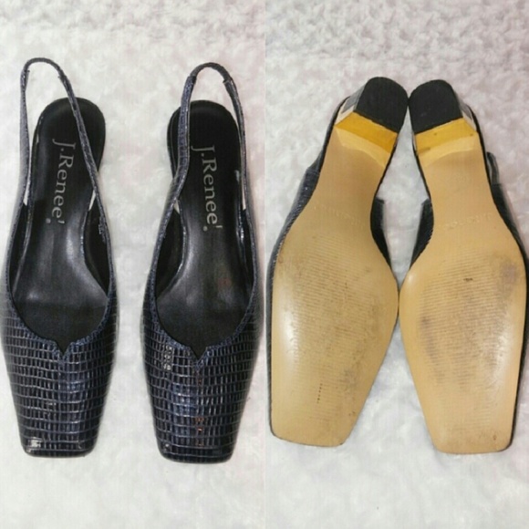 J. Renee Bev Midnight Square Toe Sling Back Heels - Picture 3 of 8